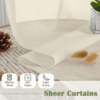 Lecloud Cream Sheer Curtains 108 Inches Long 2 Pcs, Dual Rod Pocket Home Decor - Image 8
