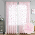 HOMEIDEAS Pink Sheer Curtains 52 X 96 Inches Length 2 Panels Embroidered Vine by HOMEIDEAS