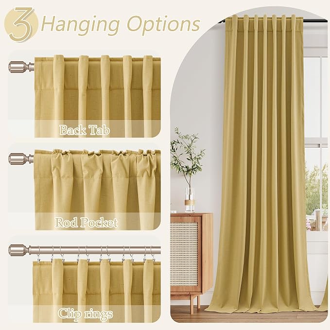 Guken 100% Blackout Curtains 96 Inch Length 2 Panels Set - Image 6