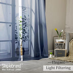 Simplebrand Blue Sheer Curtains 84 Inches Long, Light Filtering Rod Pocket - Image 7