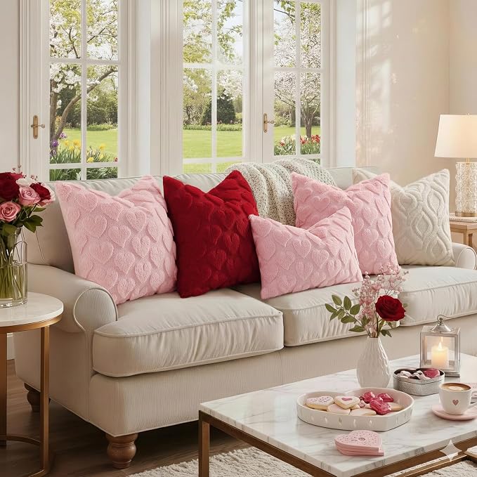 decorUhome Valentine’s Day Soft Plush Throw Pillow Covers 16x16 Inch Set of 2 - Image 7