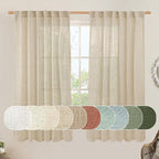 LAMIT Natural Linen Blended Curtains 63 Inch by LAMIT