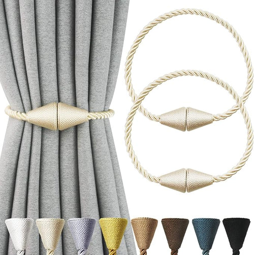 2 Pack Magnetic Curtain Tiebacks Rope Modern Handmade Curtain Tie Backs by CurtianTiebacks