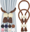 2 Pack Magnetic Curtain Tiebacks Cotton Hand Woven Tie Back Decorative Rope by CurtianTiebacks