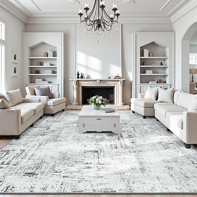 Rugflix 5x7 Washable Area Rugs, Neutral Boho Carpet Living Room Rug Non Slip - Image 9