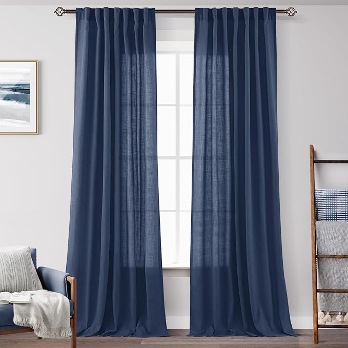Navy Blue Curtains 84 inch Length by Jolilight