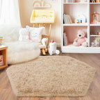 4x4.6 Feet Beige Hexagon Rugs for Princess Tent, Ultra Soft Fluffy Hexagon Area - Image 2
