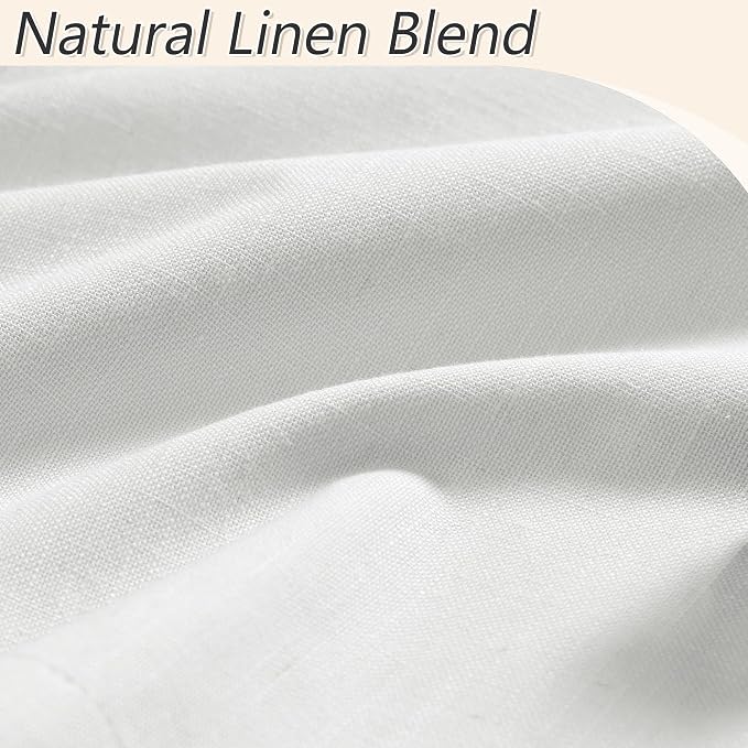 Guken White 100% Blackout Linen Curtains 42 Inch Wide by 102 Inch 2 Panels Set - Image 3