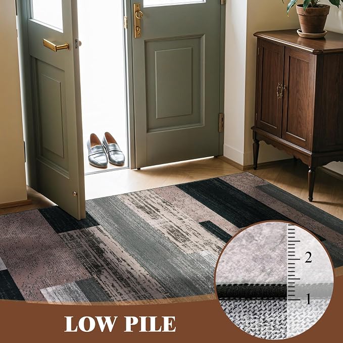 LIANLAM 4x6 Washable Area Rugs for Living Room and Bedroom, Vintage Checkered - Image 8
