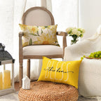 AVOIN colorlife Home Sweet Home Spring Summer Flowers Yellow Throw Pillow Covers - Image 3