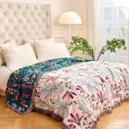 MSGKV Boho Throw Blanket for Couch 50"x60" Floral 100% Cotton Blanket Spring - Image 7