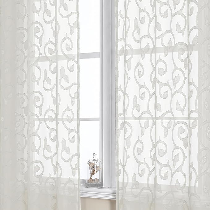 OWENIE Furman Ivory Sheer Curtains 84 inches Long by OWENIE