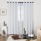 Deconovo Greyish White Curtains, Light Darkening Curtain, Thermal Insulated - Image 2