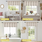 Linen Valances for Windows, Light Filtering Faux Linen Textured Small Short - Image 7