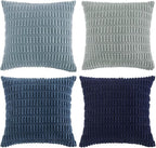 Fancy Homi Set of 4 Blue Boho Decorative Throw Pillow Covers 28x28 Inch - Image 8