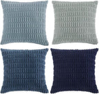 Fancy Homi Set of 4 Blue Boho Decorative Throw Pillow Covers 24x24 Inch - Image 9