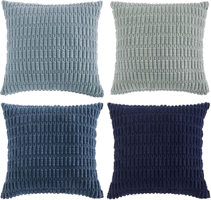 Fancy Homi Set of 4 Blue Decorative Throw Pillow Covers 16x16 Inch - Image 9
