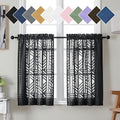 Simplebrand Black Sheer Kitchen Curtains 36 Inch Length Tier Curtains 2 Panels by Simplebrand