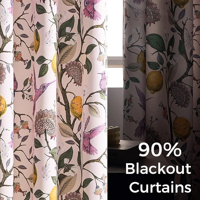 Topfinel Floral Curtains 84 Inch Length 2 Panels Set Pink Spring French Country - Image 3