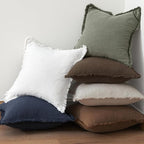 MIULEE Decorative Throw Pillow Covers Neutral Linen Fringe Throw Pillows Euro - Image 6