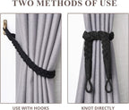 NICEEC 2 Pack Natural Cotton Rope Curtain Tiebacks Elegant Boho Style - Image 4