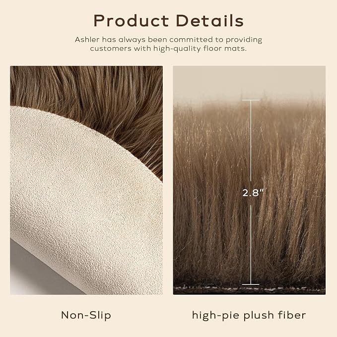 Ashler Faux Fur Rug, Fluffy Shaggy Area Rug, Ultra Soft 2.3 x 3.3 Feet - Image 7