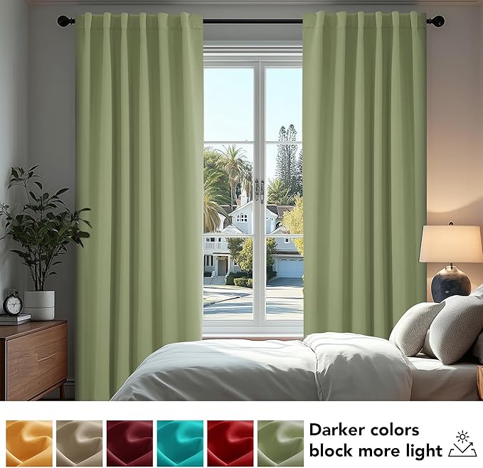 Deconovo Blackout Curtains, Thermal Insulated, W70 x L95 2 Panels, Back Tab - Image 4