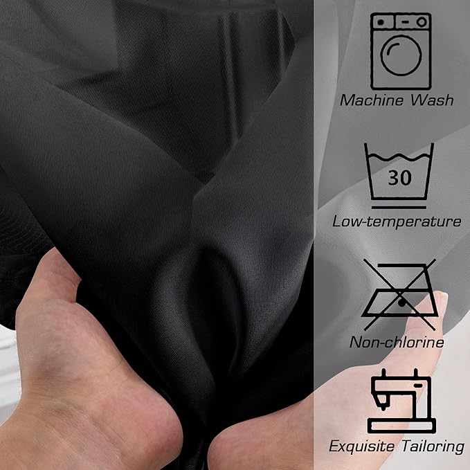 Simplebrand Black Short Sheer Curtains 45 Inch Length - Image 7