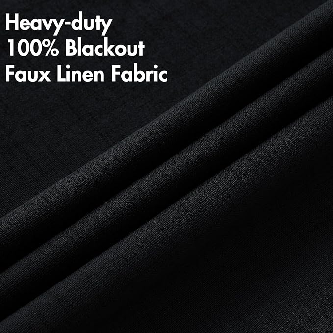 MIULEE Linen Texture Curtains for Bedroom Solid 100% Blackout Thermal Insulated - Image 5