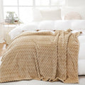 Puncuntex Beige Throw Blanket 108"×90" inches Fuzzy 3D Jacquard Decorative by Puncuntex