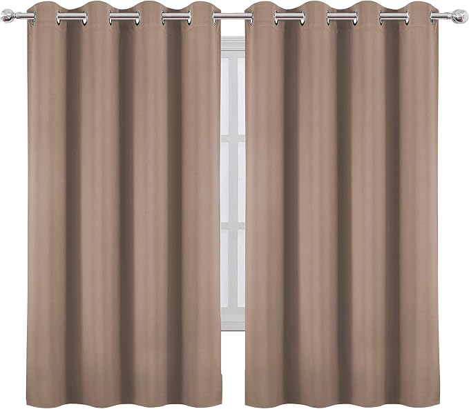 LEMOMO Cappuccino Blackout Curtains 66 x 63 Inch Length/Set of 2 Curtain - Image 2