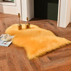 duduta Yellow Faux Sheepskin Rug 2x3 ft, Small Fluffy Shag Fur Rug by duduta