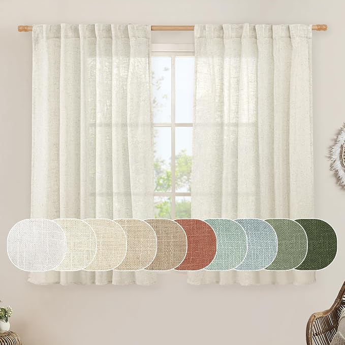 LAMIT Short Linen Curtains 45 Inches Long by LAMIT