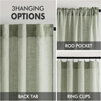 MIULEE Sage Linen Curtains 84 Inch Length 2 Panels - Image 3