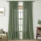 Olive Green Curtains 84 inch Length 2 Panels by Jolilight
