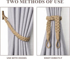 NICEEC 2 Pack Natural Cotton Rope Curtain Tiebacks Elegant Boho Style - Image 5