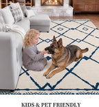 YIHOUSE Boho Rugs for Living Room, 8x10 Western Beige and Blue Area Rug - Image 5