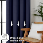 Simplebrand Ava Navy Blue Blackout Extra Long 10ft Curtains - Image 7