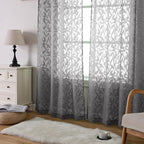 Lecloud Leia Living Room Charcoal Grey Sheer Curtains 45 Inches Length 2 Panels - Image 9