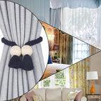 4 Pack Magnetic Curtain Tiebacks Cotton Hand Woven Tie Back Decorative Rope - Image 6