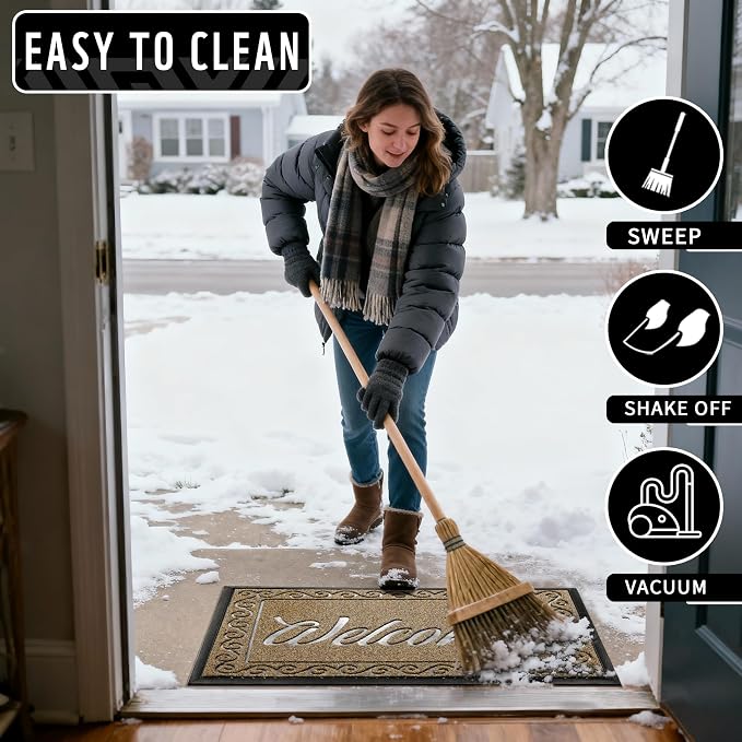 Yimobra Welcome Front Door Mat, Heavy Duty Easy Clean Doormat Indoor Outdoor - Image 6