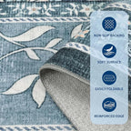 GarveeHome Provence Misty Blue 6x9 Area Rugs, Botanical Grove Vintage - Image 5