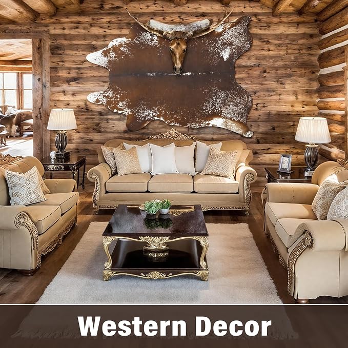 AROGAN Western Decor Faux Fur Cowhide Rug, 4.6×5.2 Feet Premium Animal Skin Cow - Image 6