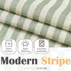 jinchan Linen Valance Curtain Striped Small Window Curtain Double Layer Light - Image 5
