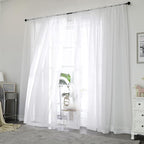 OWENIE White Sheer Curtains 72 Inches Long 2 Panels Set, Transparent Voile by OWENIE