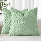 decorUhome Throw Pillow Covers 20x20 Inch Set of 2, Soft Plush Faux Wool Sage by decorUhome
