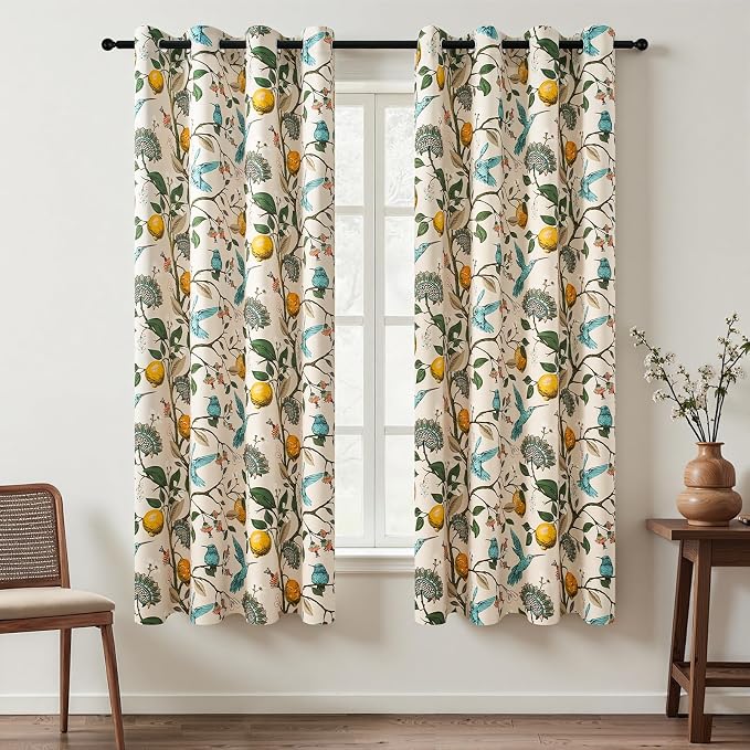 Topfinel Vintage Floral Curtains 72 Inches Long Boho French Country Grommet by Topfinel