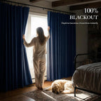 RYB HOME Navy Blue 100% Blackout Curtains - Image 3
