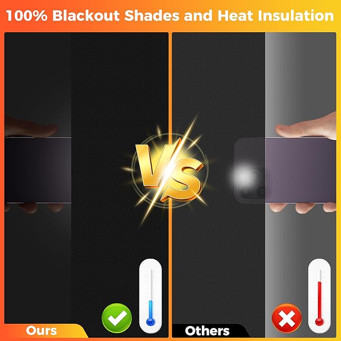 100% Black Out Window Cover Portable Blackout Shades Adhesive Thermal Blackout - Image 3