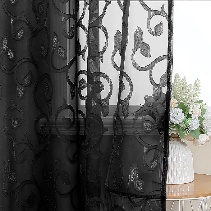 OWENIE Furman Sheer Black Curtains 90 inches Long - Image 6